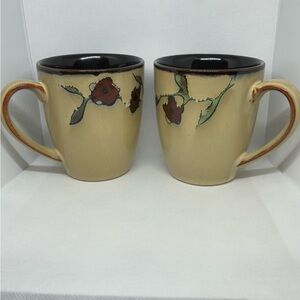 Mikasa Desert Bloom SET OF 2 Coffee Tea Mug Cup Gourmet Basics Floral Brown